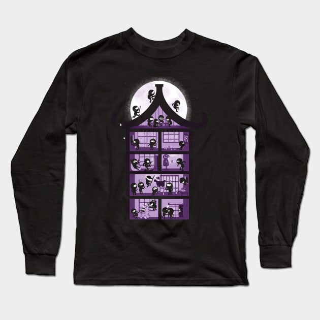 A House Full of Ninjas Long Sleeve T-Shirt by Queenmob